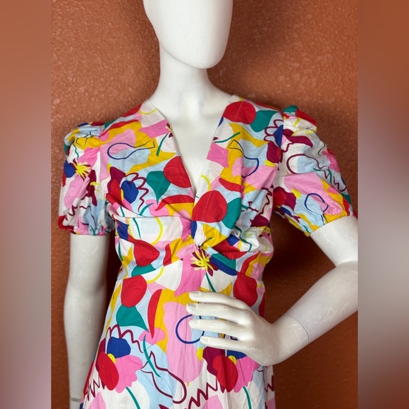 FREE PEOPLE Glamorous Abstract Rainbow Colorful Abstract Print dress Size 6. E51 - Picture 14 of 16